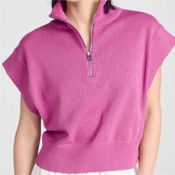NWT VARLEY Fulton Cropped Knit Pullover Sweater Top Meadow Mauve Pink Size Large - Picture 5 of 11